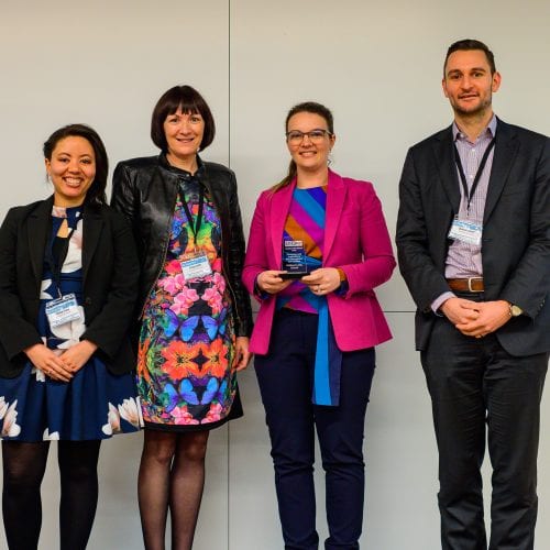 Wellington City Council receiving their award for Governance and Leadership in Risk Management and Practices from Awards judge Jacqui Lyttle